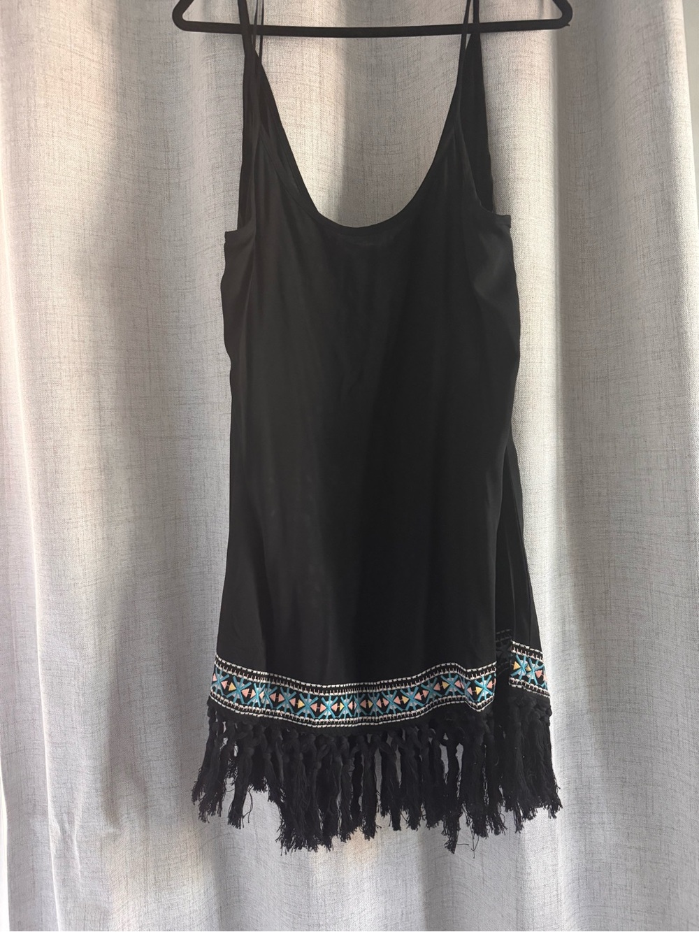 lovestitch Black Slip Dress with Tag Accent
